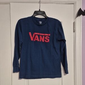 VANS Kids' Long-Sleeve Logo Tee - Navy/Red